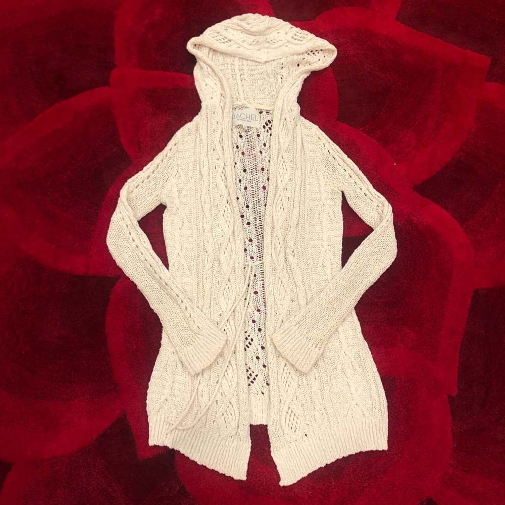 Rachel Roy Women’s Cable CableKnit Hooded Cardigan Size Small